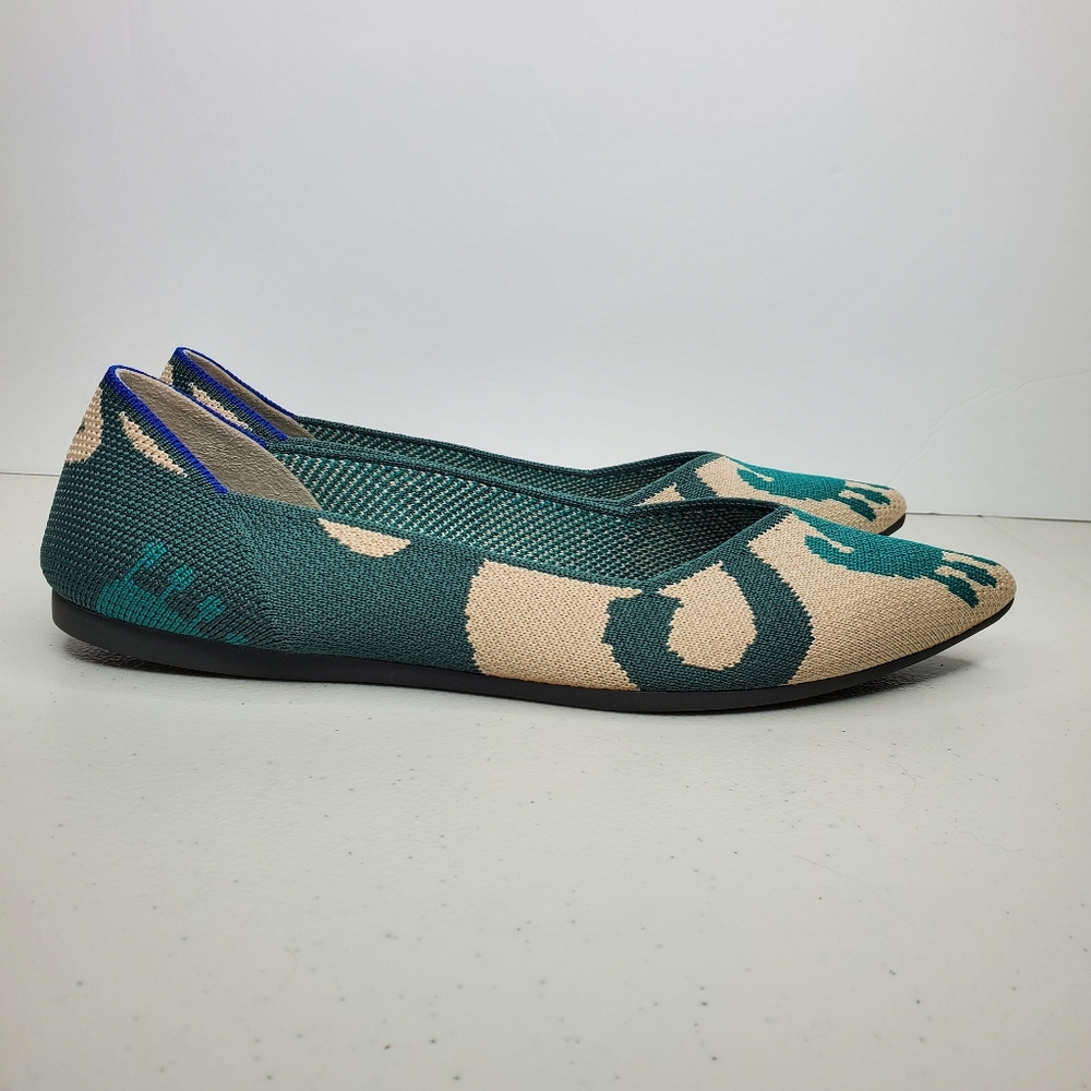 Rothy's The Point Moroccan Ikat Pointed Toe Slip on Flat Shoes Size 9.5